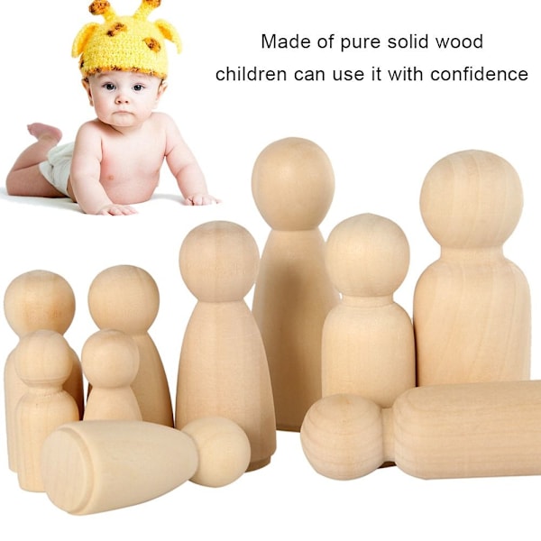 50ST Trä Peg Doll Trä Doll Bodies Trä Nageldocka