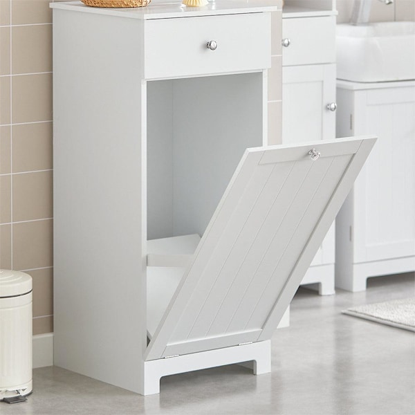 SoBuy Högskåp med hyllor Badrumsskåp Badrumsmöbler BZR17-W White High cabinet White High cabinet