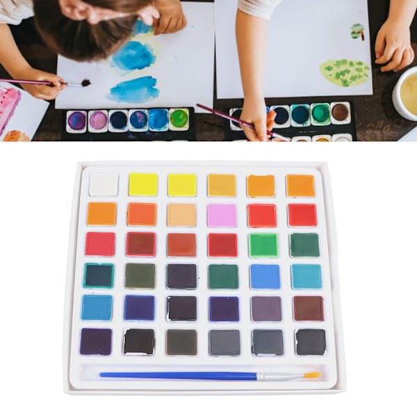 Solid Watercolor Set 36 Färger Ljus Delikat Textur Färg Pigment Kit med Pensel för Konstnärer Studenter