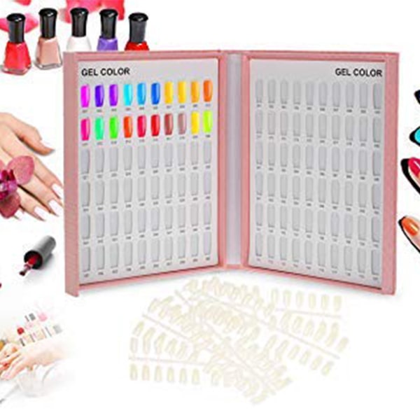 Nagelkonstmodell 120 Färg Nagelbit Inlagd Swatch Övningsdesignkort Nagelkonstsalong Set, Nagel Färgkort