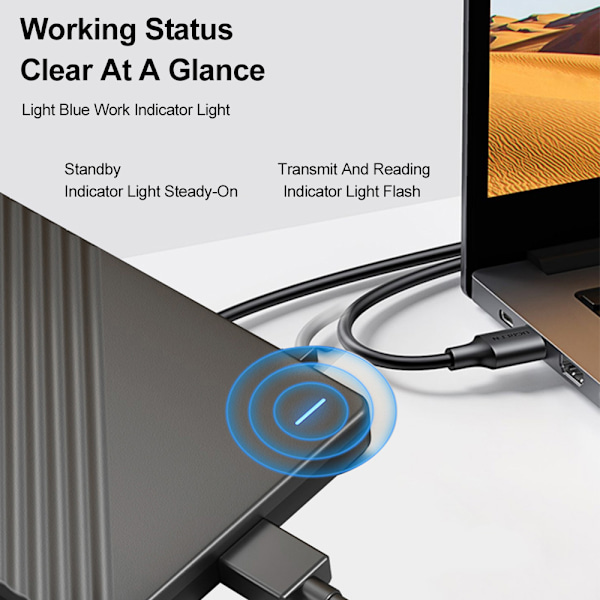 Extern Hårddisk USB 3.0 Portabel Solid State Drive med Stabil 5Gbps Överföring 2.5'' Metall Hårddisk för Notebook PC Android & Windows