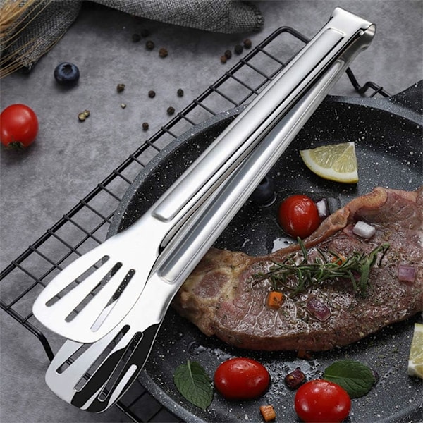 Buffépartyredskap, livsmedelsklassat material för mångsidig användning, långa grilltänger i rostfritt stål med ergonomisk design, kraftiga återanvändbara och lätta att rengöra