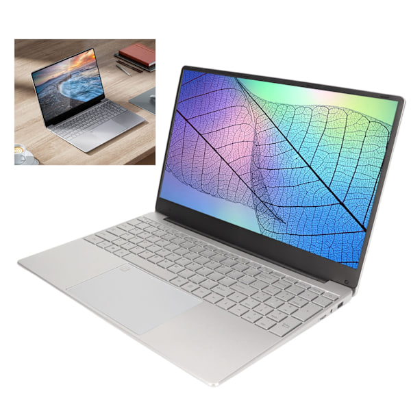15,6 tums bärbar dator Silver 16GB RAM IPS-skärm Quad Core N5095 CPU Fingeravtryck Bakgrundsbelyst KB Bärbar dator EU-kontakt 100‑240V 16+1TB EU-kontakt