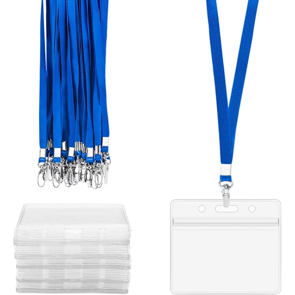 Horisontella Namnskyltar för Arbetskort, Transparent PVC-Material Lättviktigt men Starkt Flätade Halsband med Metall J-Krok Clips,