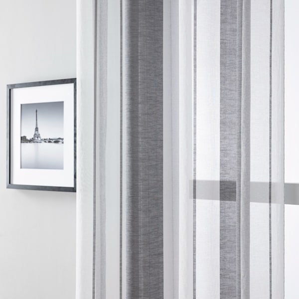 Eleganta Skira Gardiner, Linne-look med Öljetter, Lång Gardin, Integritetsskydd Vertikala Ränder, Halvskira Kanalgardiner, Förbättra Hemsäkerhet &