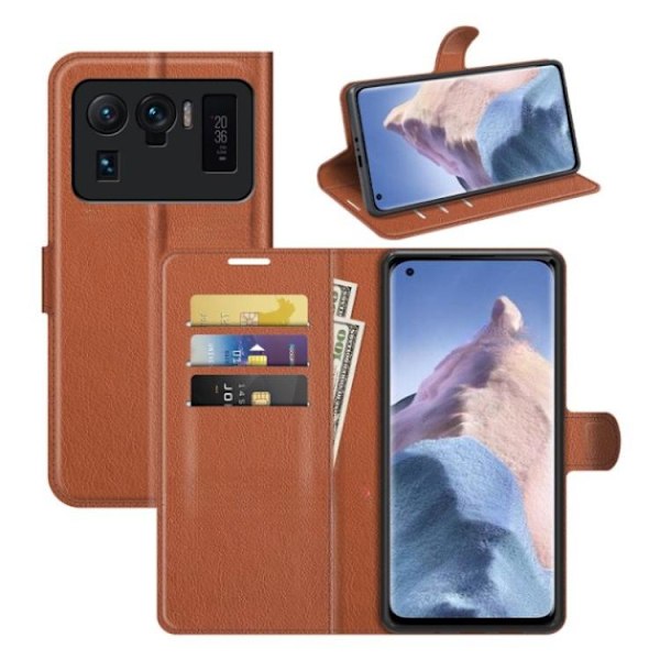 Xiaomi Mi 11 Ultra Plånboksfodral Folio Flip Kickstand - Brun