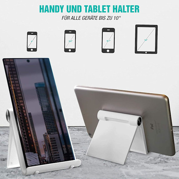 Vikbart skrivbordsställ för mobiltelefon, universell kompatibilitet stöder Huawei P40 Pro/Mate, fullt vikbart smartphone- och e-läsarställ för hem, kontor och resor