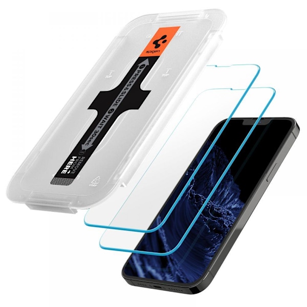 Spigen EZ Fit iPhone 14/13 Pro/13 Härdat Glas Skärmskydd (2 Pack)