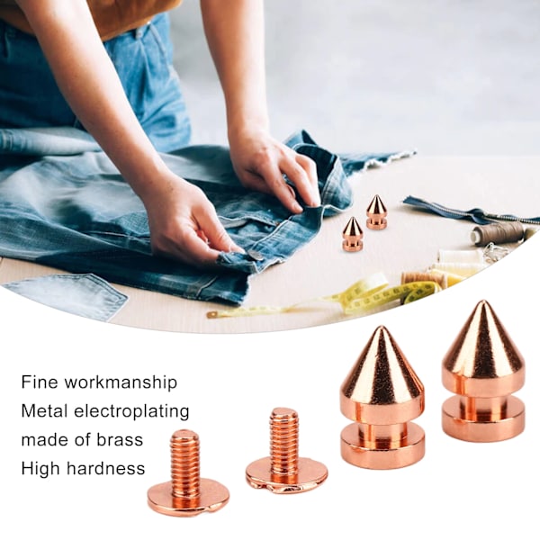 100 Set Spikade Koner Spikade Dubbar Roséguld Hög Hårdhet Skruv Bak Dubbar Spikar Kit för DIY Kläder Väskor Skor 8x13.5mm