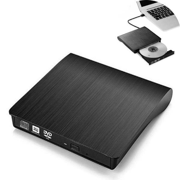 Extern DVD-enhet USB 3.0, bärbar slim DVD-RW-brännare för alla bärbara datorer/stationära datorer (svart)