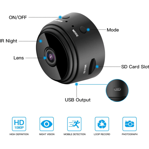Trådlös Mini WiFi Night Vision Smart Home Security IP-kamera