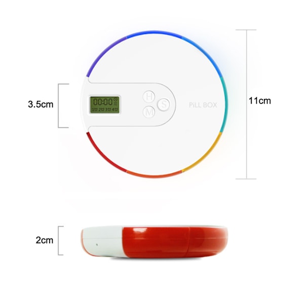 7 dagar regnbåge digital pillerorganisatör, CozyCabin bärbar veckovis digital pillerbox med 4 grupper larmpåminnelser, lätt att bära runt