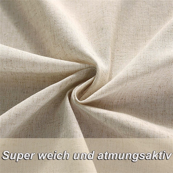 Kökkappa i bohemisk stil, linnevävd ogenomskinlig gardin med nät & tofsar, bohemisk inredning för matsal & sovrum, 150x45cm Beige,