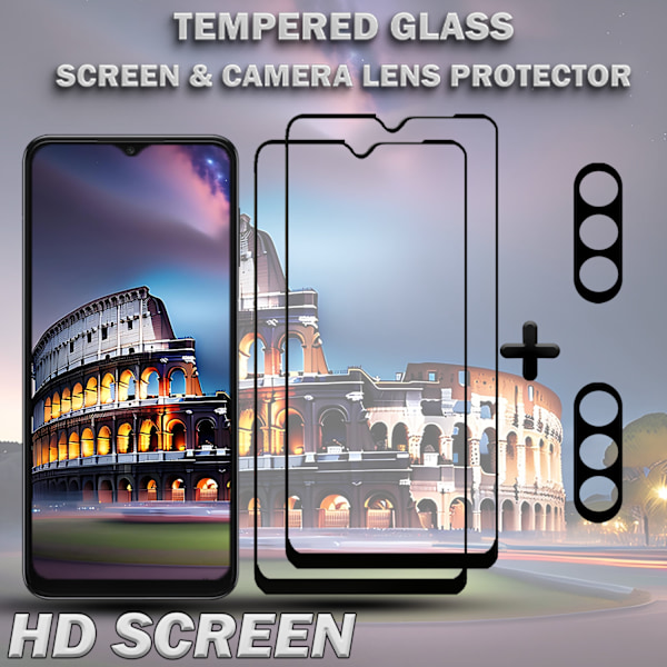 2-Pack SAMSUNG A15 5G Skärmskydd & 2-Pack linsskydd - Härdat Glas 9H - Super kvalitet 3D