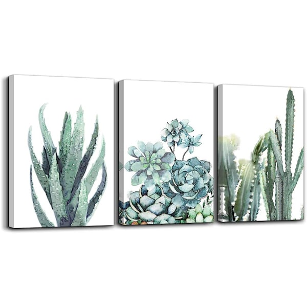 Dukväggkonst för vardagsrum, badrumsväggdekor för sovrum, kök, konsttryck, gröna växter, blommor, målning, 12\" x 16\", 3 delar, modern