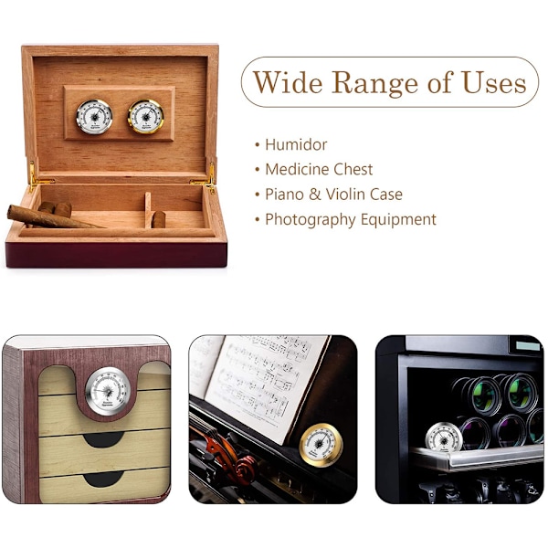 Mekanisk hygrometer för cigarrhumidor, stilren metalldesign med minimalt underhåll, högprecisionssensor
