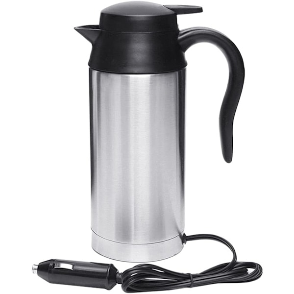 750ml Elektrisk Vattenkokare Rostfritt Stål 12V Automatisk Uppvärmning Snabb Uppvärmning Elektrisk Värmekopp Resetermosar För Långa Bilresor, Camping, Utomhus