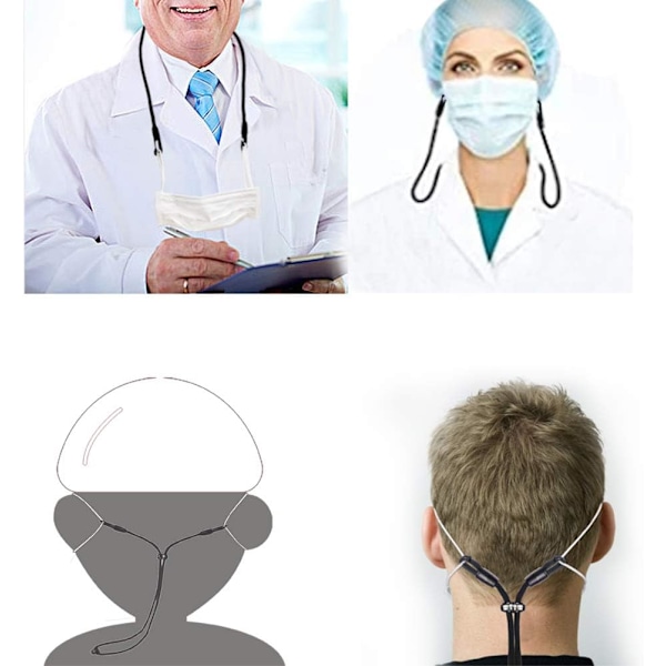 Maskförlängningsband, One Size Fits All för vårdpersonal och studenter, skyddar öronen med halkfri design, hållbart återanvändbart snöre (set om 4)