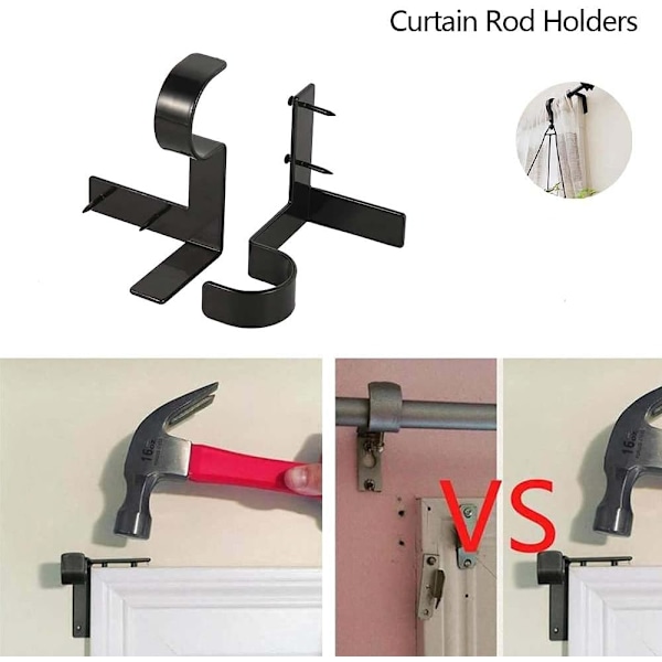 Gardinstångshållare, Fäste för Draperistång, Installation utan borrning, Robust och hållbar, Stark metallkonstruktion, Justerbart gardinstångsfäste,