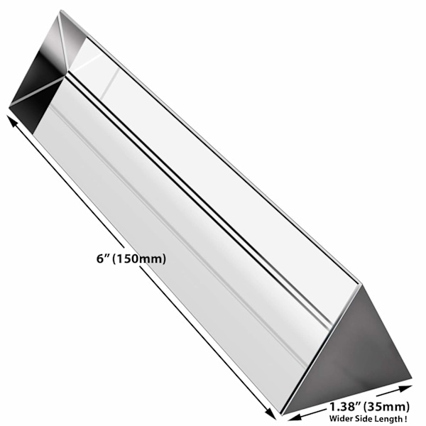 Kristall 6 tum optiskt glastriangulärt prisma för undervisning i ljusspektrumfysik och fotofotograferingsprisma, 150 mm