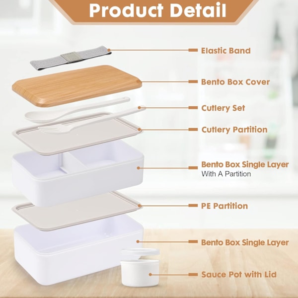 Bento Box Lunchlåda för vuxna, Lunchlåda med fack (47oz), Stapelbar Bento Lunchlåda för vuxna, Rektangulär Lunchable Matbehållare med bestick