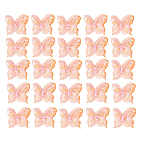 25 stycken fjärilshår ，för bröllopsblomma hårklämma brodera orange