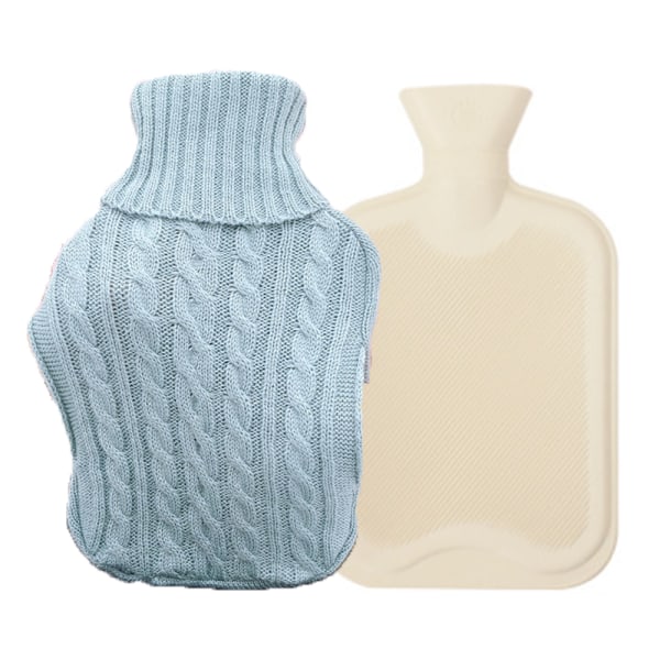 Varmvattenflaska av gummi med stickad cover , 2 liter - Cover händerna stor varmvattenpåse