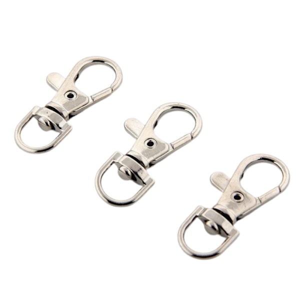 Vridbara Karbinhakar, Nyckelring Clips 10 delar Silver 1 cm