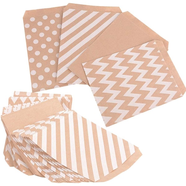 Elegant Väska För Bröllopsfesttillbehör, Kraftpapperspåsar Återvinningsbara Papper Livsmedelssäkra Blandade Designer För Godis Kakpåsar, Godispåsar För Festpresent