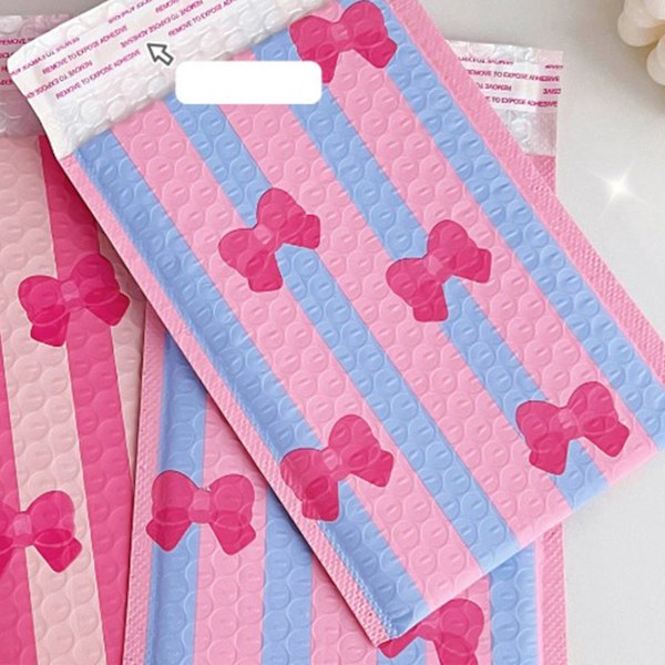Bubbelkuvert Paketpåsar Fluga Stil Förtjockade Fraktpåsar Förpackningspåse Leverans för Expressleverans Blå Rosa