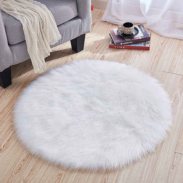 Mångsidig Golvkudde, Fluffigt Fuskfårskinnsmaterial för Vardagsrum, Sovrum, Barnrum, Kontor (60X60Cm)