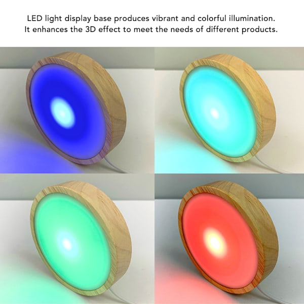 LED-ljus Displaybas RGB Rund Trä Ljusbas Stativ LED Displaystativ för Akrylglas Harts Konst Färgljus