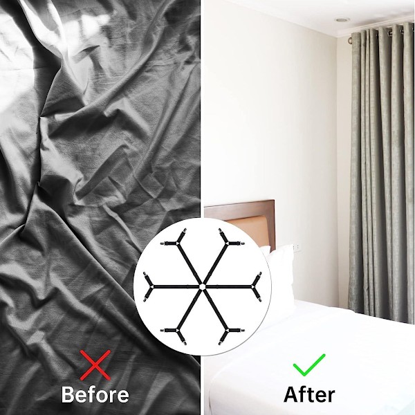 Lakanfästesset för perfekt instoppade lakan, justerbara elastiska lakanhållarband med triangulär design, halkfria klämmor för full till king size