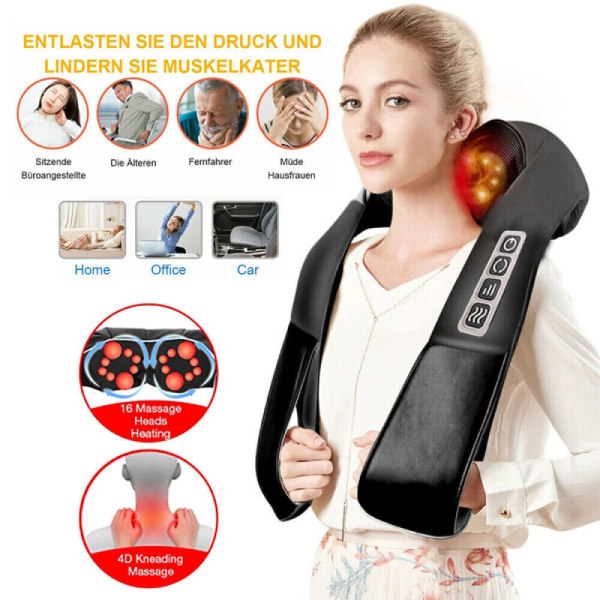 Massager Shiatsu nackmassage nackmassage axelmassage värmefunktion; nackmassage Shiatsu massage med värmefunktion nack axelmassage