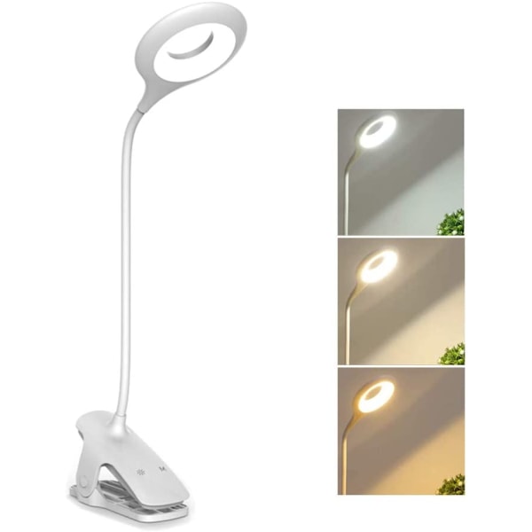 LED Skrivbordslampa med Bas och Klämma, LED Lampa som Skyddar ögonen, Justerbar Arbetslampa med Flera Vinklar 28 LEDs