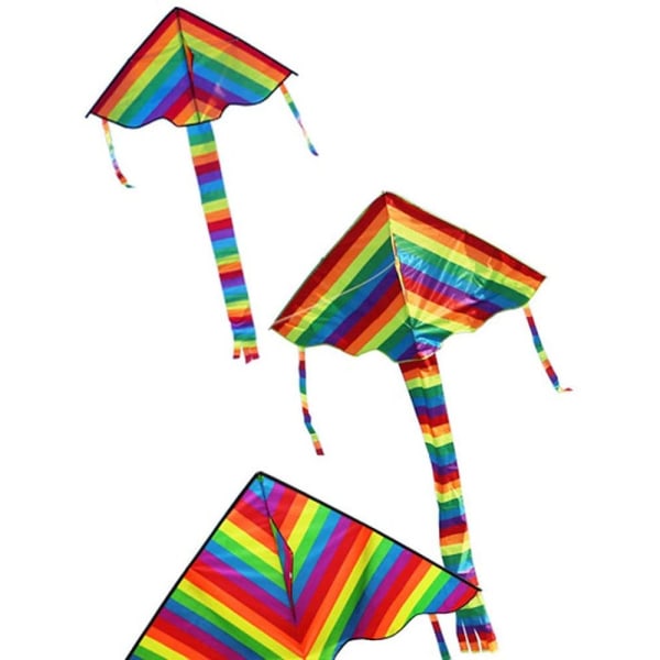 Färgglad regnbågsdrake, flygande leksaker med lång svans utomhus, barn K