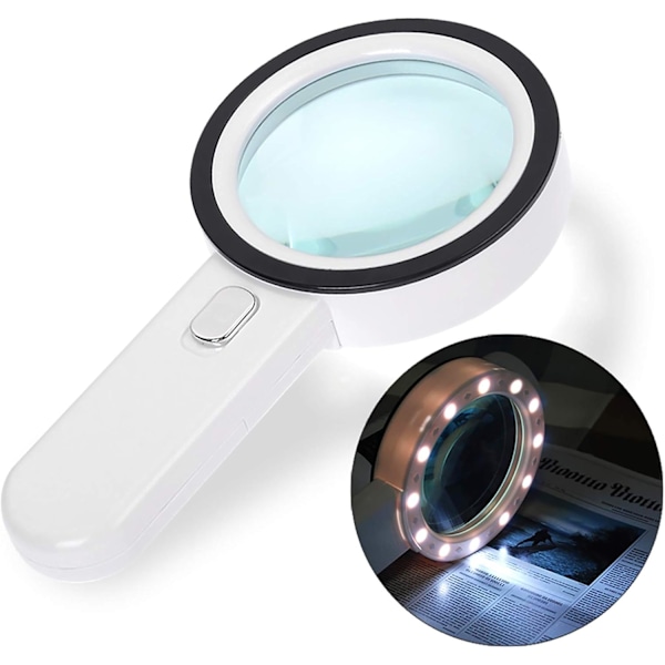 LED Belyst Förstoringsglas, 30X Förstoring För Seniorer, Synhjälpmedel, Ergonomisk Design, Äkta Glaslins, Perfekt För Läsning, Mynt,