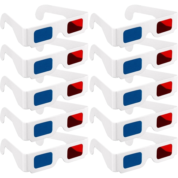 10 par 3D-glasögon i kartong Universal Anaglyph 3D Glas