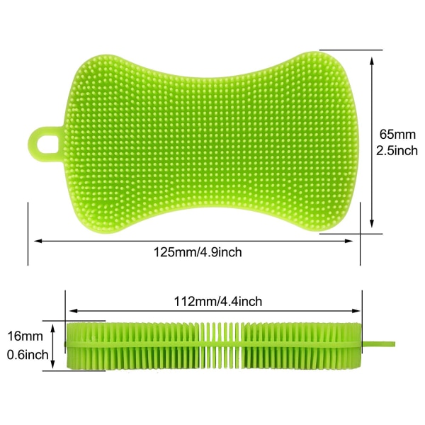 Silikonsvamp för disk, 2-pack Multifunktionell silikonsvamp för mat