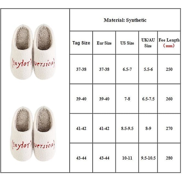 Vuxna Taylor Swift Brevtofflor Mjuka Plyschskor Par Vinter Varma Mysiga Hustosslor Anti-skid Sula 41-42 41-42