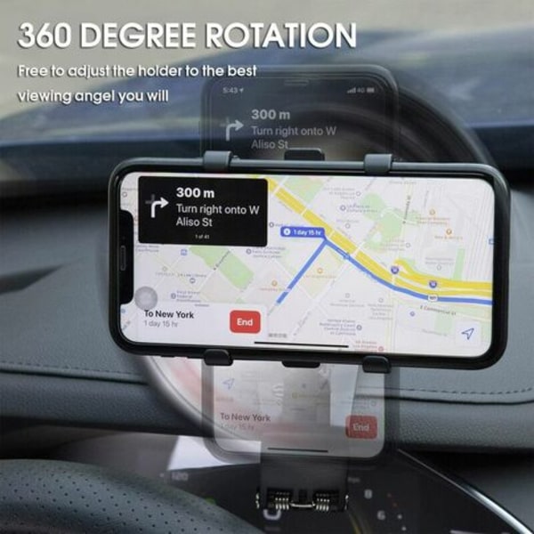 Biltelefonhållare 360 ​​graders rotation, instrumentbräda Mobiltelefonhållare Biltelefonhållare för GPS och 4-7 tum Smart