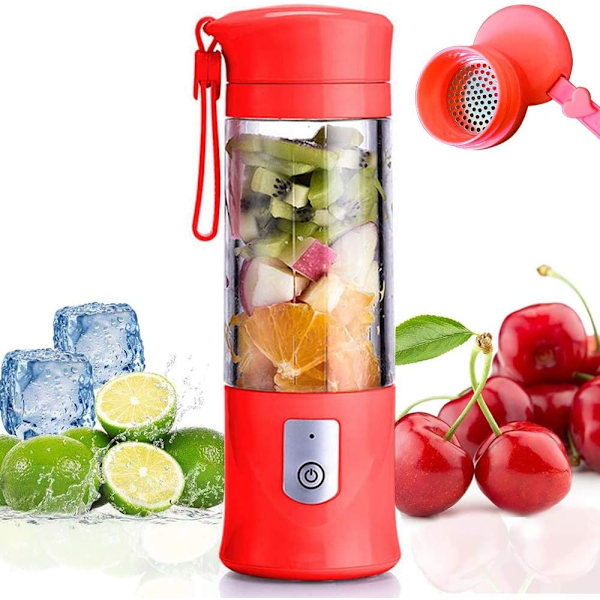Portabel Blender för Fruktjuice, Smoothies, Mini Blender med 6 Rostfria Blad, USB Uppladdningsbar, Snabb Juiceextraktion, Livsmedelsgodkänd