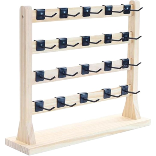 Träörhängen Display Stativ med Krokar Örhänge Display Stativ Showcase Halsband Hängare Dekor 4 Tier för Garderob Kontor Sovrum