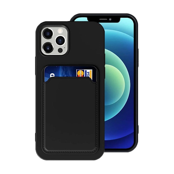 iPhone 14 Pro Max Silikonskal med Korthållare - Svart Svart