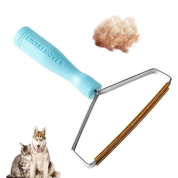 Hårborttagare för husdjur - Återanvändbart verktyg för att ta bort hund- och katthår, bärbar mattskrapa och -kam för soffor, möbler, mattor, underlägg och kläder, blå