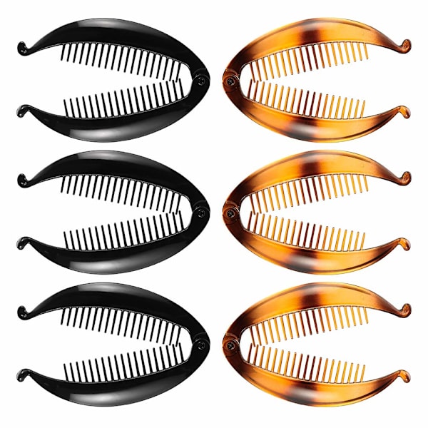 6-pack bananklämmor, bananhårklämmor, fiskformade hårklämmor, banankammar