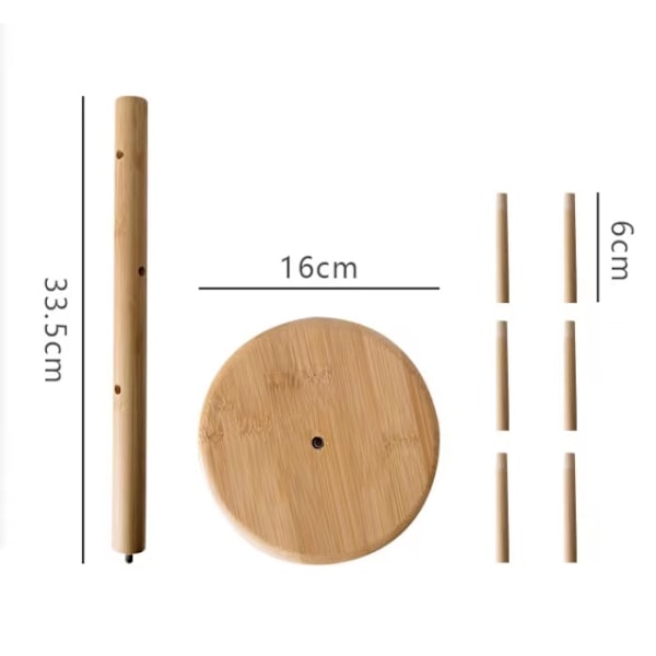 Hållbart Muggträd i Bambu, Nötningsbeständig Kaffekoppshållare för Bänkskiva, Utrymmesbesparande Design med Sex Krokar, Perfekt för Visning Och
