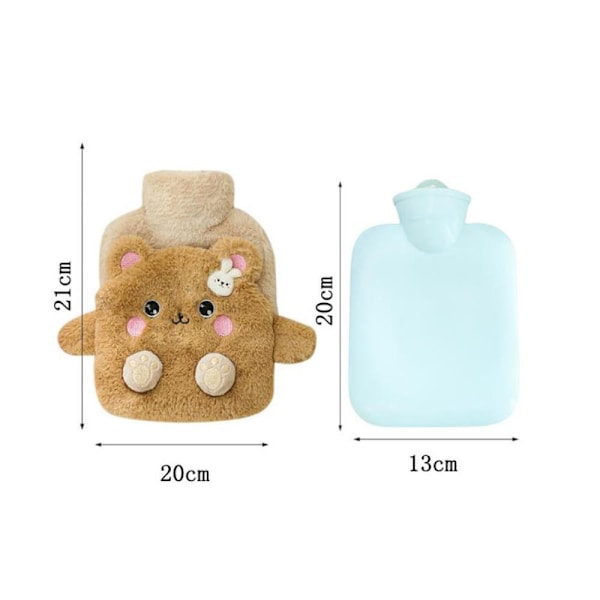 Varmvattenflaska i Gummi med Fickor, Läcksäker PVC Material Söt Fuskpälsöverdrag, Värmebevarande För Nacke Axel Smärtlindring, Trendig Design
