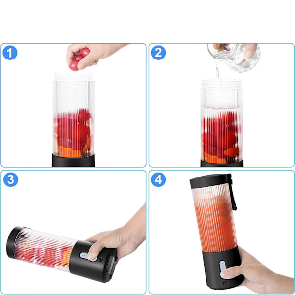Portabel Blender För Shakes, Multifunktionella Rostfria Blad Uppladdningsbar Smoothie Maker Lättviktig BPA-Fri Med Säkerhetsbrytare För Kök