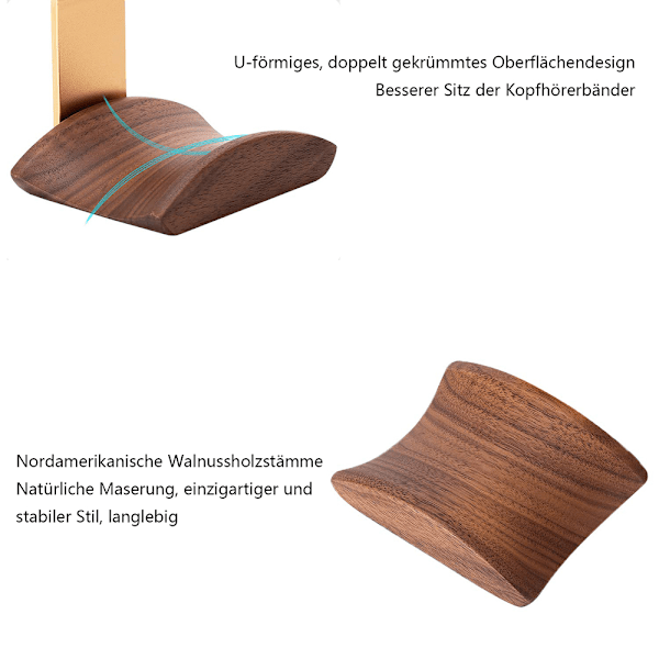 Elegant Hörlursställ i Valnötsträ, Multifunktionell Skrivbordsorganisatör för Ljudtillbehör, Högkvalitativa Material Reptåligt & Halkfritt,